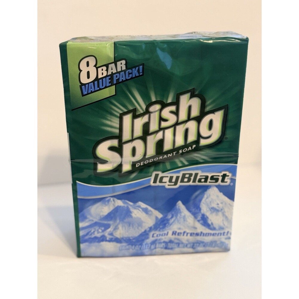 Vintage Irish Spring Icy Blast 8 Pack Soap -NEW